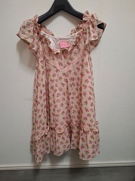 【中古】Barbie バービー 花柄ワンピース ノースリーブ キッズMサイズ/ピンク系 ポリエステル100%