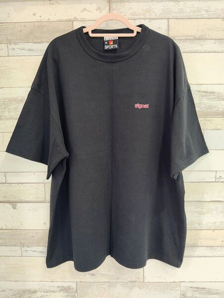 【SIGNAL SPORTS】ワンポイント刺繍/天竺コットンルーズTシャツ Mサイズ ブラック RAGEBLUE
