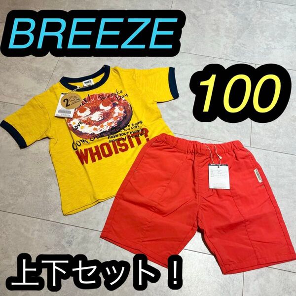 BREEZE ブリーズ 半袖 Tシャツ トップス ハーフパンツ 半ズボン 黄色 赤 100 上下セット まとめ売り 男の子 女の子