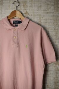 ☆US古着 POLO Ralph Lauren ラルフローレン ポロシャツ ポニーロゴ ピンク【M】鹿の子　　　　　◆2401◆