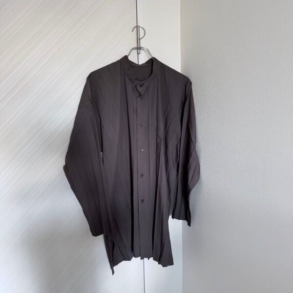 希少 HOMME PLISSE ISSEY MIYAKE プリーツシャツ グレー オムプリッセ イッセイミヤケ レア