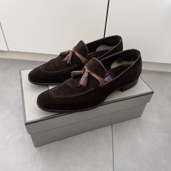 定価30万 TOM FORD タッセルローファー スエード US10 革靴 正規 28cm スウェード ドレスシューズ 革靴 特価