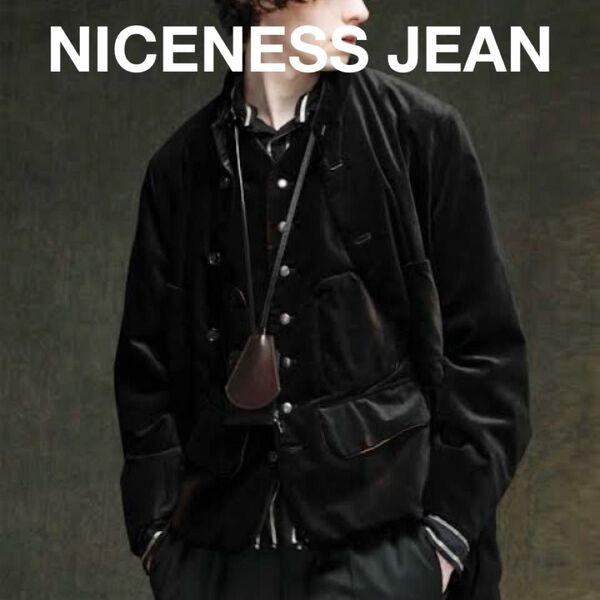 即完 niceness 23aw JEAN ベルベットジャケット L アウター ナイスネス コート ブルゾン ブラック ドメブラ