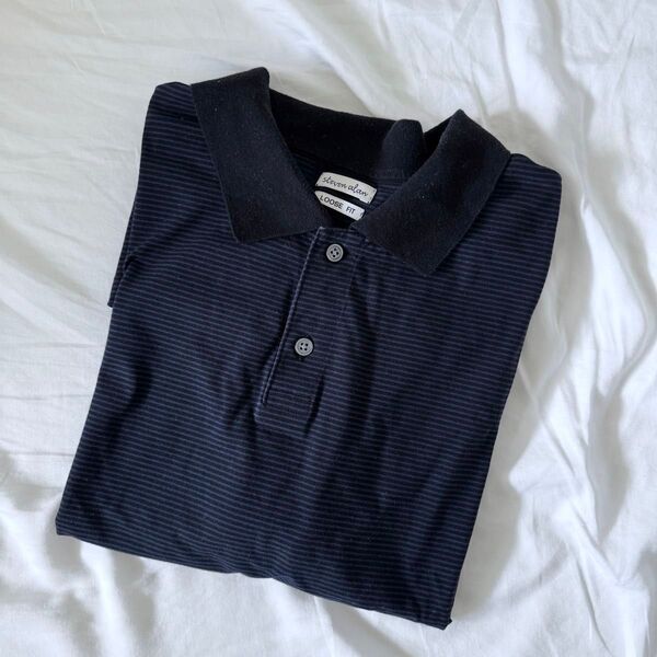 steven alan 24SS ポロシャツ L ネイビー メンズ コットン スティーブンアラン ボーダー オーバーサイズ