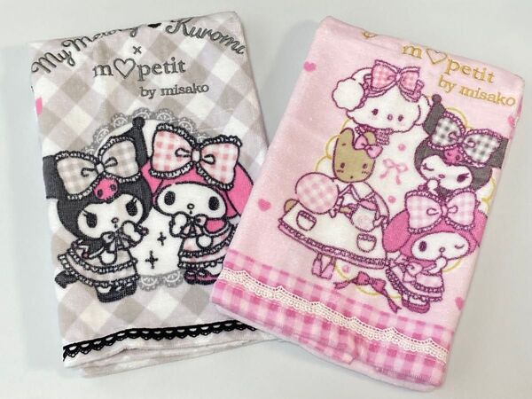 【M】サンリオ×青木美沙子 コラボ フェイスタオル クロミ マイメロディ マロンクリーム こぎみゅん ロリータ レース かわいい