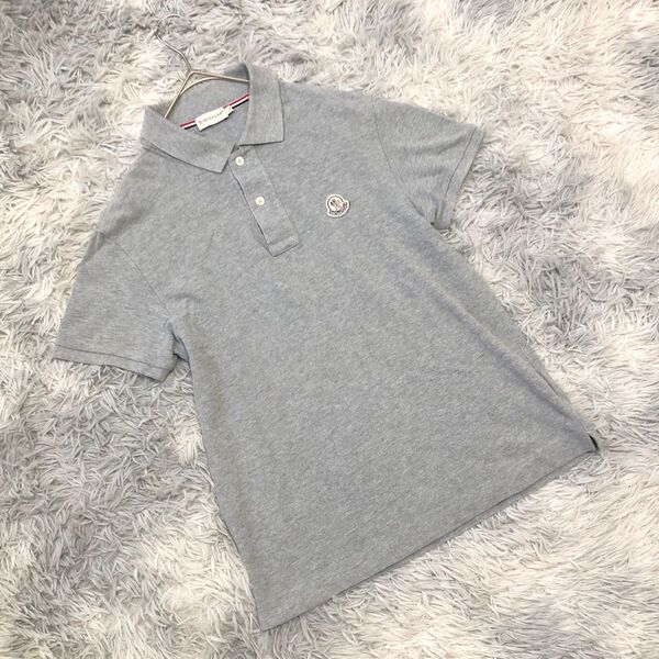 美品◆MONCLER モンクレール【S】半袖ポロシャツ◆ロゴワッペン