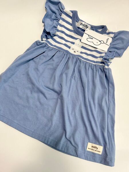 【新品タグ付き】miffy ストライプ柄ワンピース 80cm