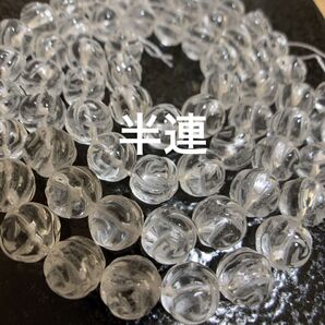 「2677」トップクラス 7A水晶クリスタル 薔薇彫り 11-11.5mm 半連 ビーズ パワーストーン ハンドメイド素材天然石