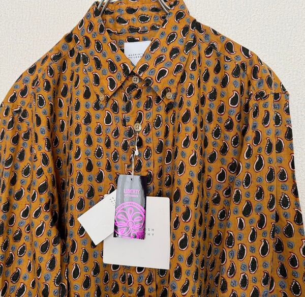 新品タグ付 マッキントッシュフィロソフィー×リバティ ペイズリー柄 リネンシャツ 麻100% 総柄 長袖シャツ