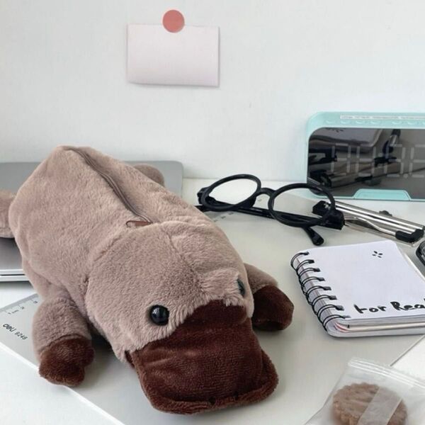 かものはし ペンケース 筆箱 ペンポーチ ぬいぐるみ アニマル ポーチ かわいい 学校 学生 事務