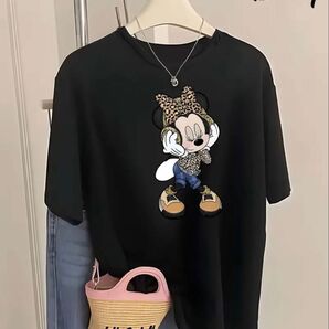 ミニーマウス プリントTシャツ ブラック系