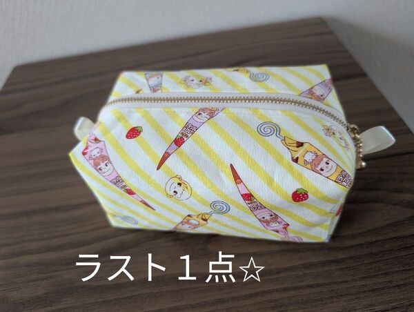 No.83 ぺこちゃん キャラメルポーチ BOXポーチ ハンドメイド