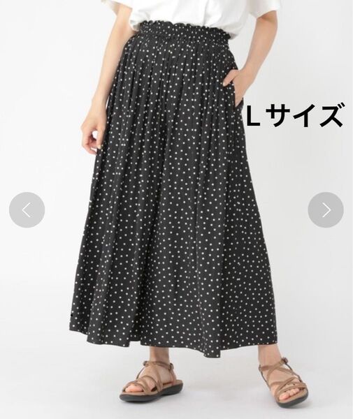 スタディオクリップ プリントヴィンテージサテンスカーチョパンツ☆ドット柄 Lサイズ ワイドパンツ ガウチョパンツ