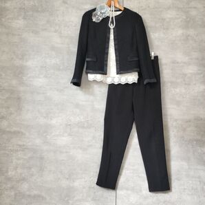 美品グリーンレーベルリラクシング× GU セレモニースーツ S 黒パンツスーツ