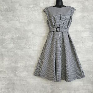 美品anySIS ワンピース 2 M ギンガムチェック A ライン 春夏 黒白