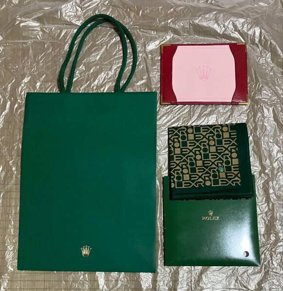 ロレックスノベルティハンカチ、メモとレザーケース、ショッパー各1非売品3点セット