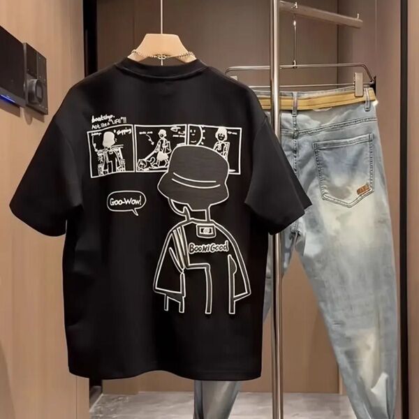 お値下げ メンズ 100% コットン カジュアル 半袖 Tシャツ - 通気性 面白い "おもちゃのリスを遊ぶ" ゆったり丸ネック