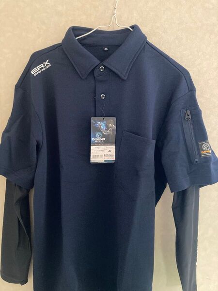 【新品】EVENRIVER 冷感アームカバー付ポロシャツ 4L ネイビー