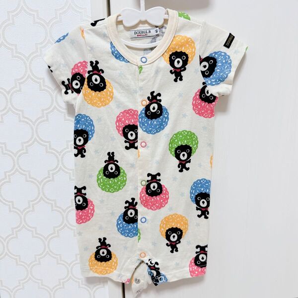 ミキハウス ダブルビー 半袖 ロンパース アフロ クロクマ ベビー服 80cm