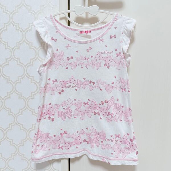 メゾピアノ ピンク リボン ワンピース Tシャツ 120cm
