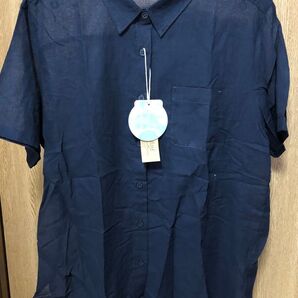 半袖シャツ ネイビー ブラウス
