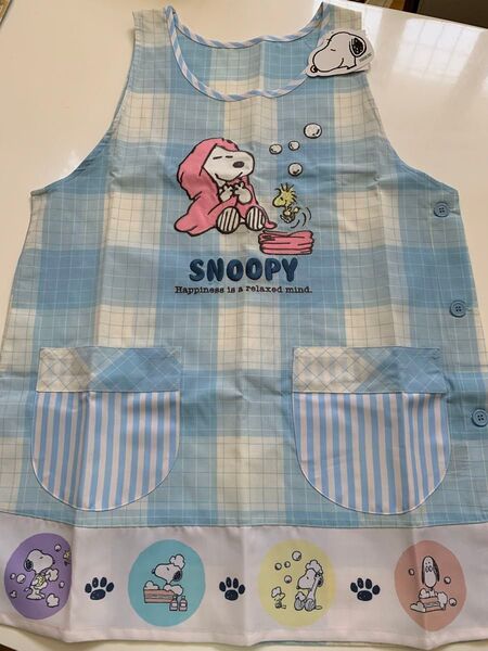新品未使用 スヌーピー 大人用 エプロン ブルー系 未使用 PEANUTS