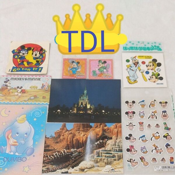 【TDL】ポストカード・ステッカー★ ダンボ ミッキー ミニー グーフィー ☆希少レア★ヴィンテージグッズ ★open記念ギフト