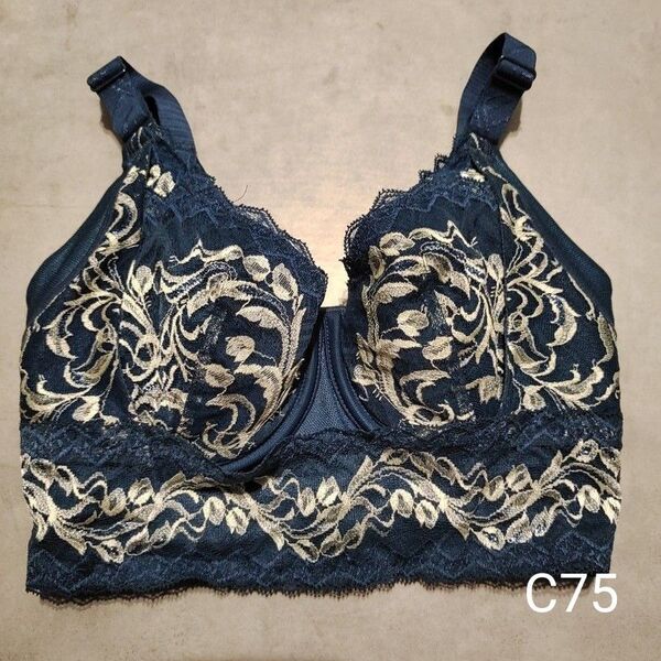 マルコ MARUKOリベルディーニュ 4/5カップ セミロングブラジャー C75 ネイビー クリーニング済 補正下着 体型補整