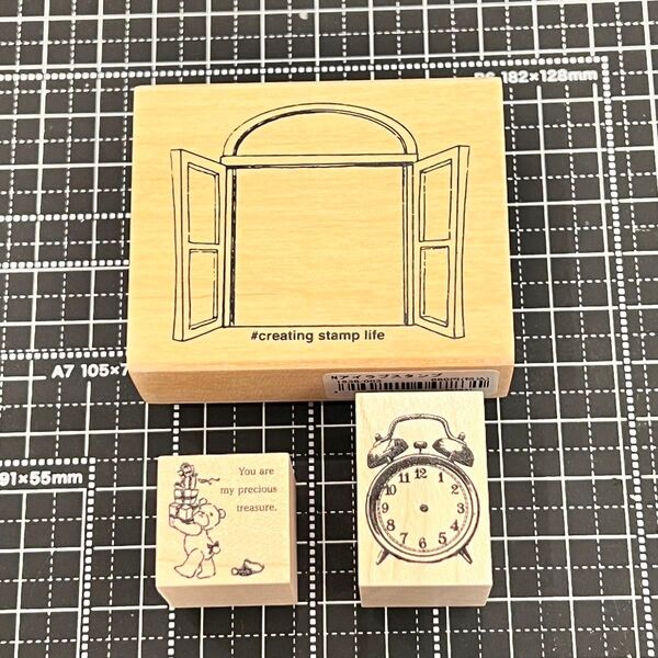 ma7 stamp チビくまからの贈り物 mignon-toile 目覚まし時計 こどものかお Nアイラブスタンプ/窓 作家さん