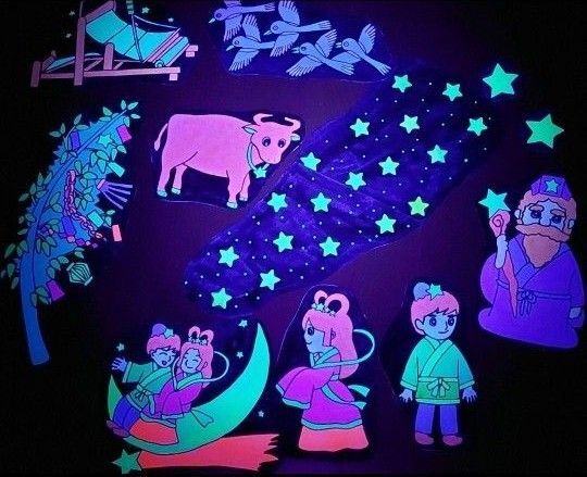 七夕 たなばた ブラックパネルシアター