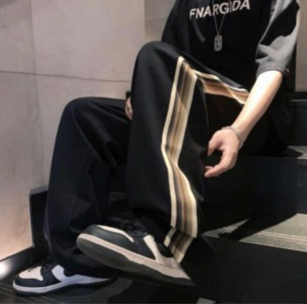 ストリート パンツ サイドライン モード パンツ メンズ 韓国ファッション