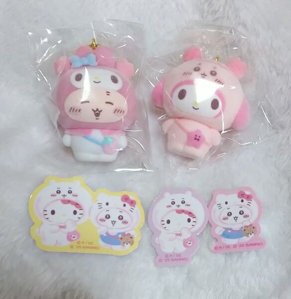 ちいかわ サンリオキャラクターズ シークレット フロッキーマスコットチャーム マイメロディ 古本屋 キーホルダー フレークシール