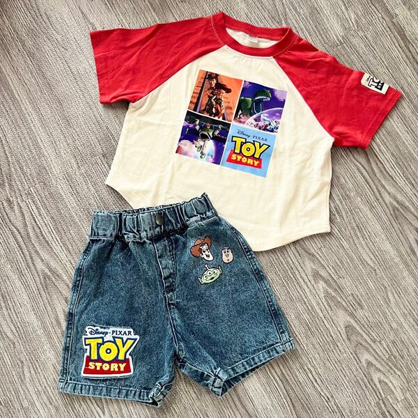 しまむら リラ(RELA)トイストーリー Tシャツ デニムショートパンツ セット ショートパンツ