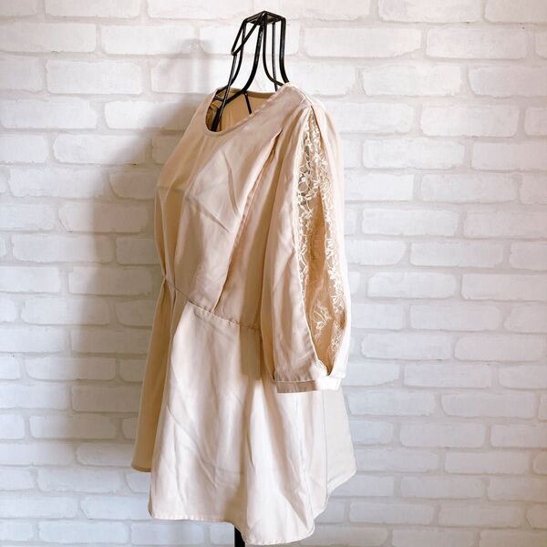 綺麗め授乳服☆マタニティ【Mサイズ】ブラウス レース ベージュ トップス