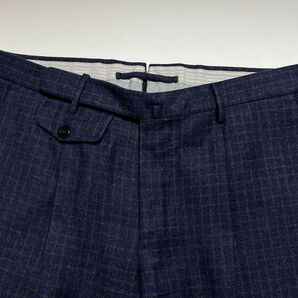 INCOTEX BEAMS別注 1AT024 インコテックス ビームス ネイビーチェック フランネル スラックス 446 秋冬