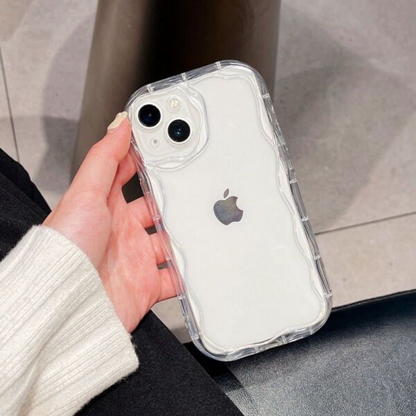 【iPhone14ケース】ケース クリア 透明 韓国 ウェーブ なみなみ うねうね 推し活 耐衝撃 おしゃれ 軽量 薄型 可愛い
