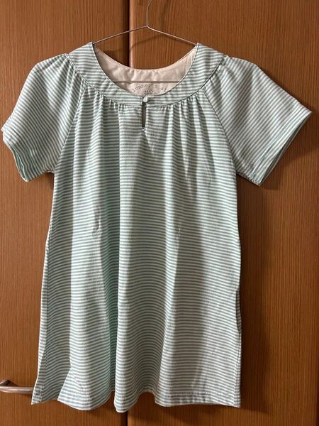 半袖 Tシャツ チュニック S ペパーミントグリーン ボーダー