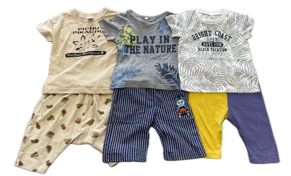 子供服 まとめ売り 男の子 90-95サイズ 6点セット Tシャツ ハーフパンツ gu ピカチュウ トーマス