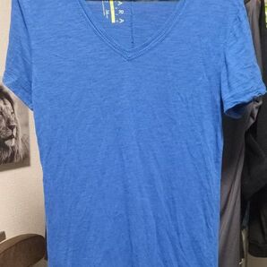 ザラ ZARA Vネック Tシャツ ブルー Sサイズ メンズ レディース