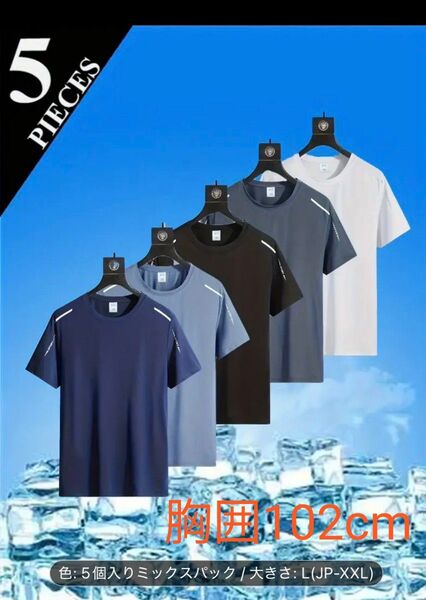 吸汗 Tシャツ 速乾性 通気性 伸縮性 カジュアルスポーツシャツ 5枚セット 半袖 ジム トレーニング 等