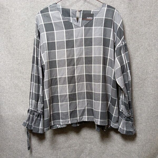 HK WORKS LONDON チェック柄ブラウス グレー Mサイズ