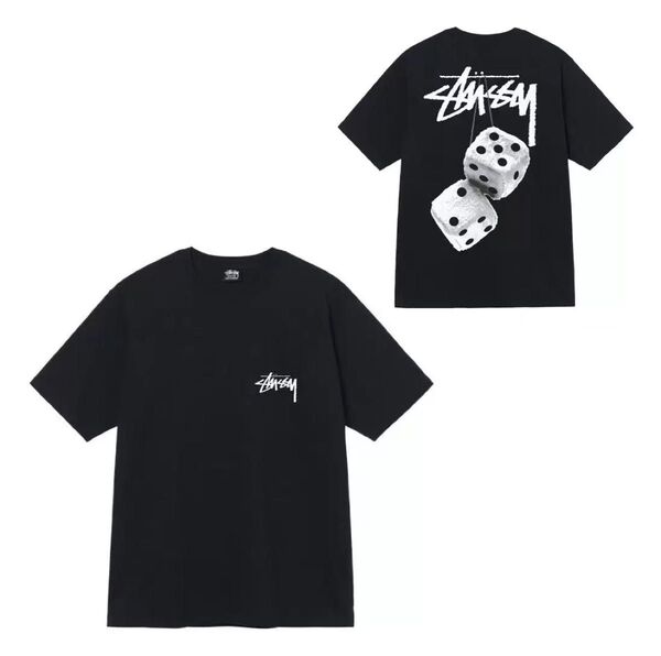 ステューシー.FUZZY DICE◆Mサイズ◆Tシャツ ダイス 黒 STUSSY 半袖