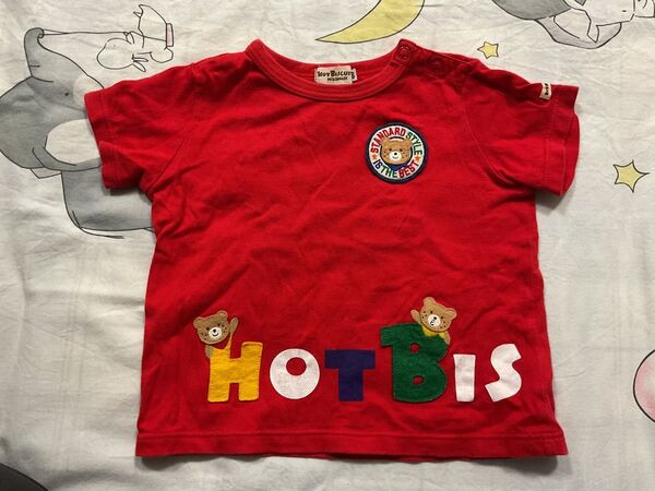 ミキハウス ホットビスケッツロゴ 半袖Tシャツ 赤 80サイズ