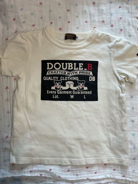 ミキハウス ダブルビー プリント 半袖Tシャツ ホワイト 黒