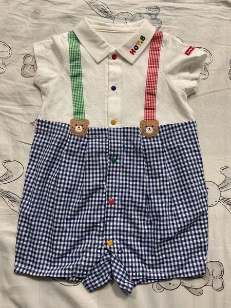 ミキハウス ホットビスケッツ 現行品 ロンパース ベビー 80サイズ 新品未使用 カバーオール キッズ ベビー服 男の子