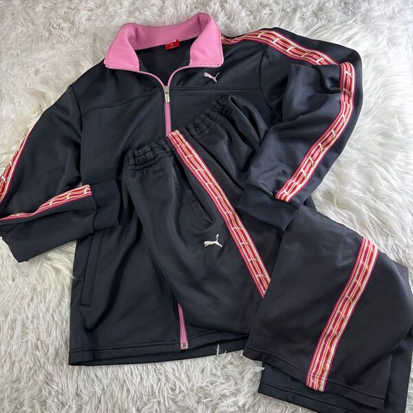 PUMA プーマ レディースジャージ 上下セット サイズL 紺 ダイエット ジム 運動会