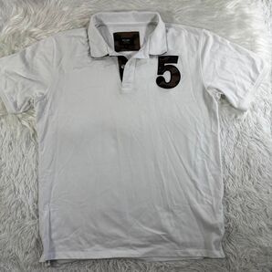 【大人の余裕】BEAMS HEART Lサイズ ポロシャツ 白×迷彩柄 アクセント◎ クールで爽やか清潔感!