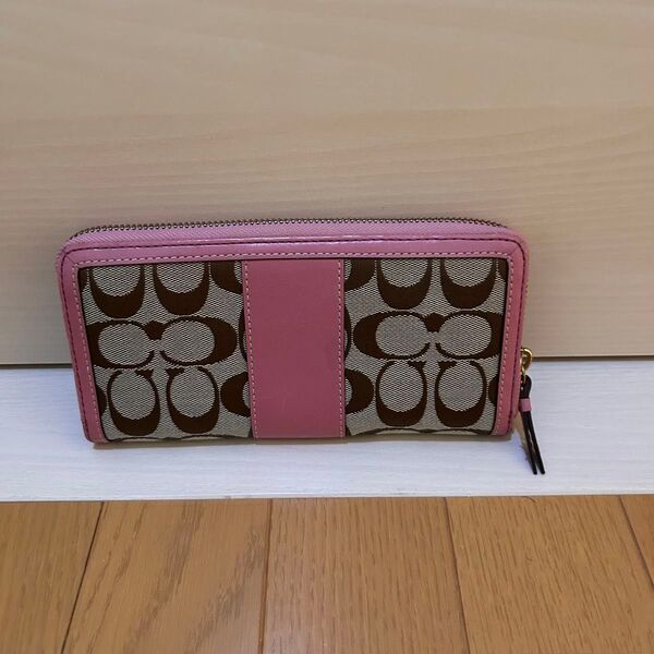 コーチ Coach 長財布 ブラウン/ピンク