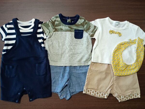 ベビー服3着セット ロンパース Tシャツ・ズボンセット UNIQLO・GAP他 まとめ売り