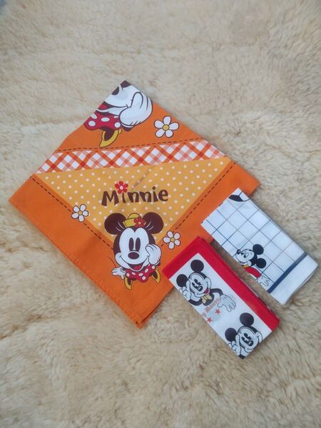 ディズニー ミッキー ミニーマウス ハンカチ (おまけ付)